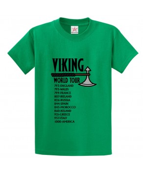 Viking World Tour Classic Unisex Kids and Adults T-Shirt for Travellers